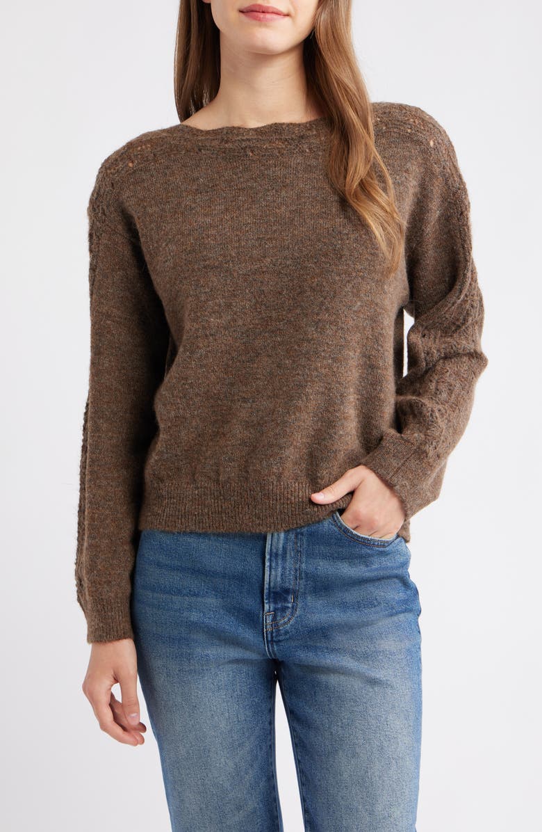 Wit & Wisdom Boat Neck Sweater, Main, color, Heather Mocha