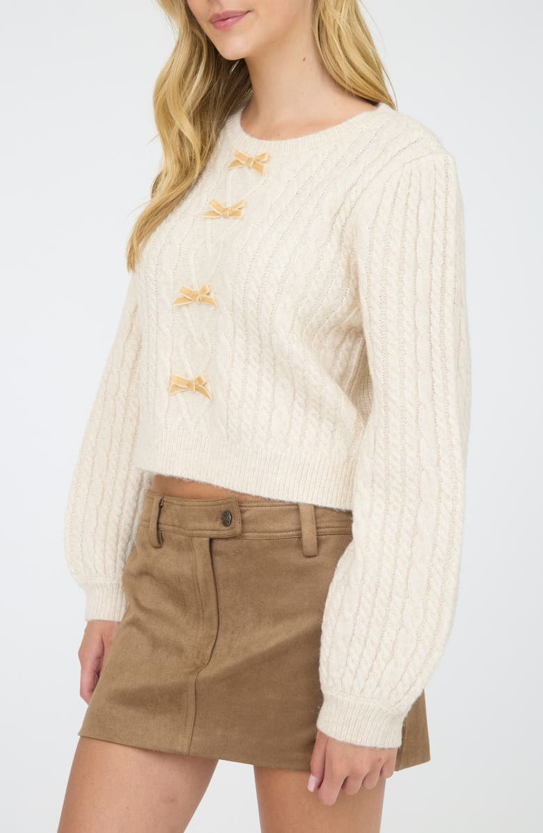 Blu Pepper Ribbon Crewneck Sweater, Alternate, color, Cream