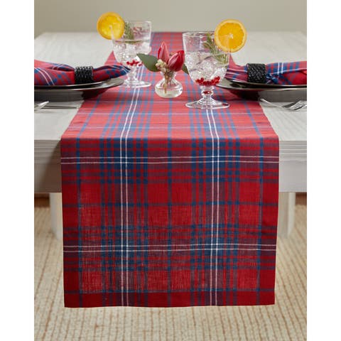 Linen Table Runner - Red Tartan Plaid
