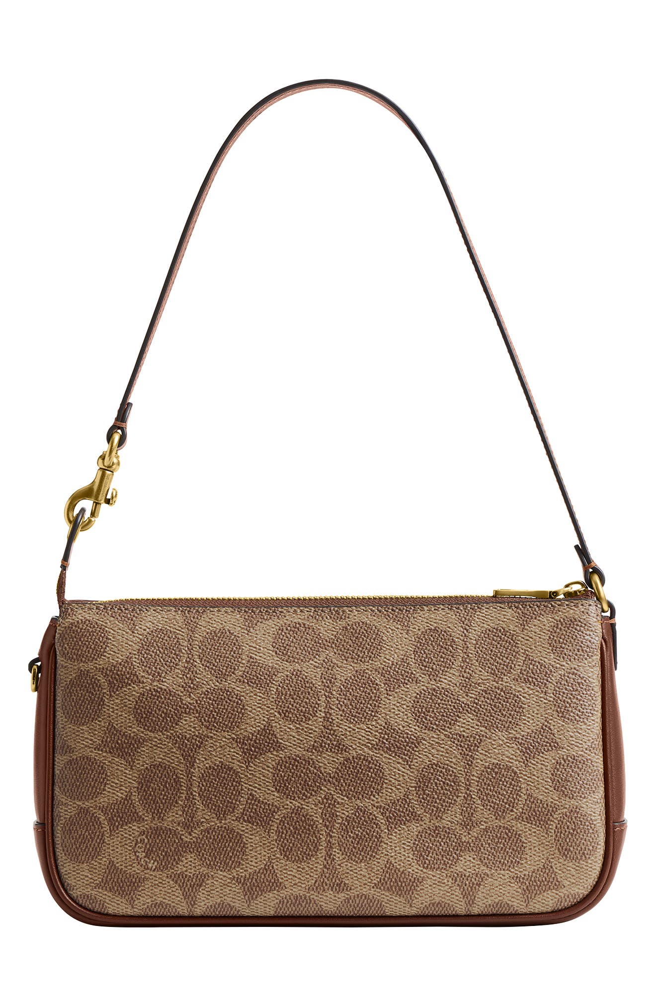 COACH Plaza Signature Coated Canvas Shoulder Bag, Alternate, color, B4/Tan Brown