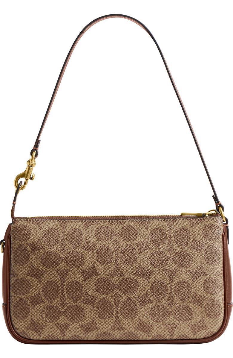 COACH Plaza Signature Coated Canvas Shoulder Bag, Alternate, color, B4/Tan Brown