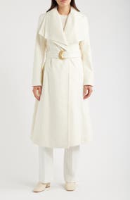 Donna Karan New York Ribbed Collar Belted Coat