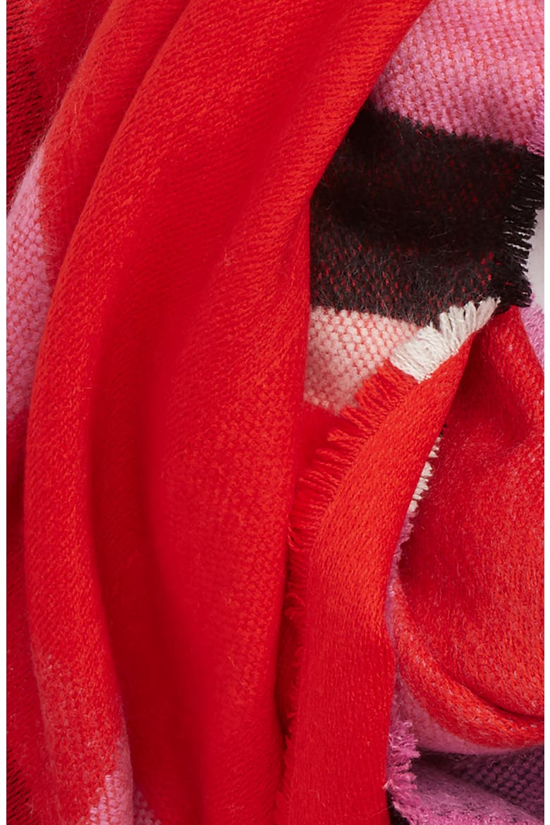 Colorblock Plaid Scarf, Alternate, color, RED MULTI
