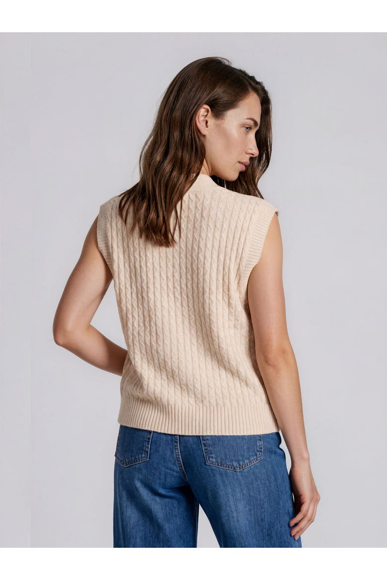 MaLaney V-Neck Buttoned Cable Knit Vest, Alternate, color, Whitecap
