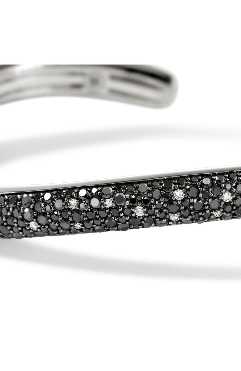 John Hardy Surf Hinged Cuff, Sterling Silver, Black Sand Diamond Pavé, Slim, Alternate, color,