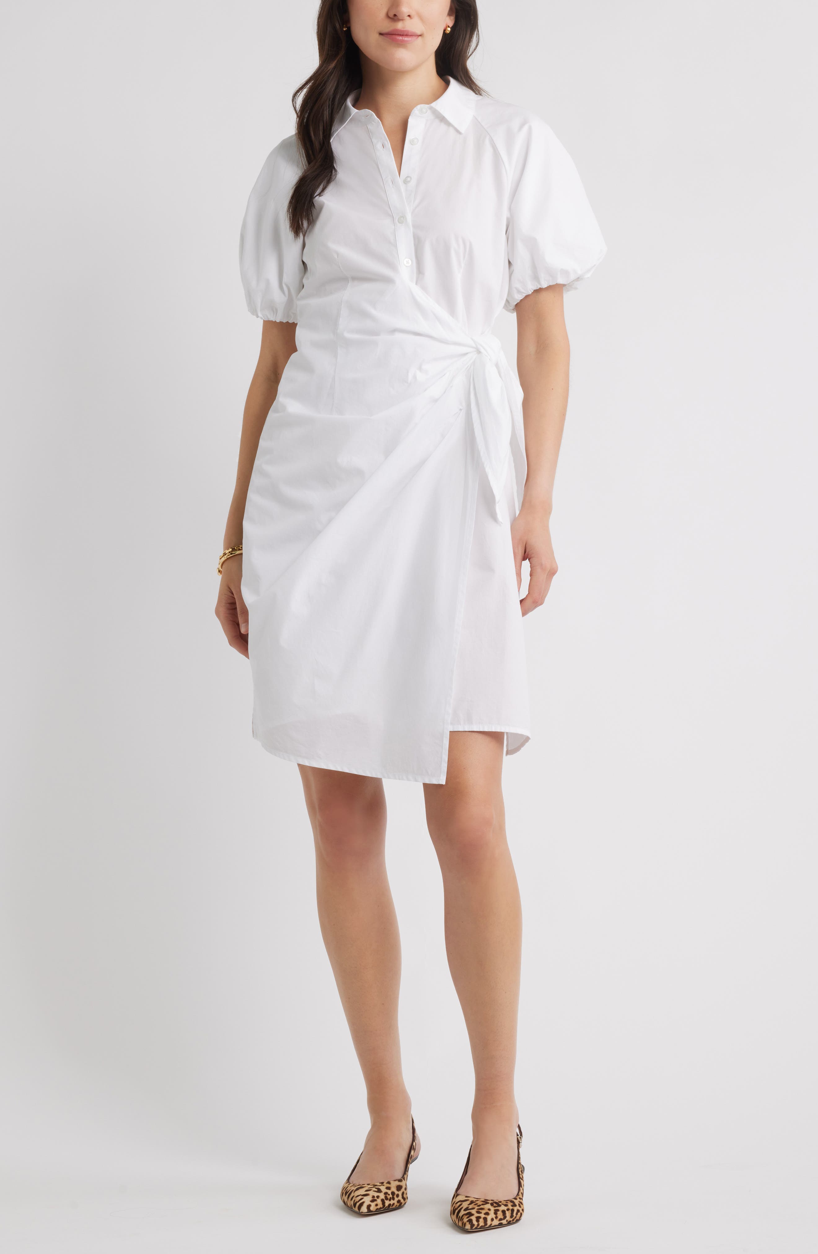Caslon® Balloon Sleeve Shirtdress