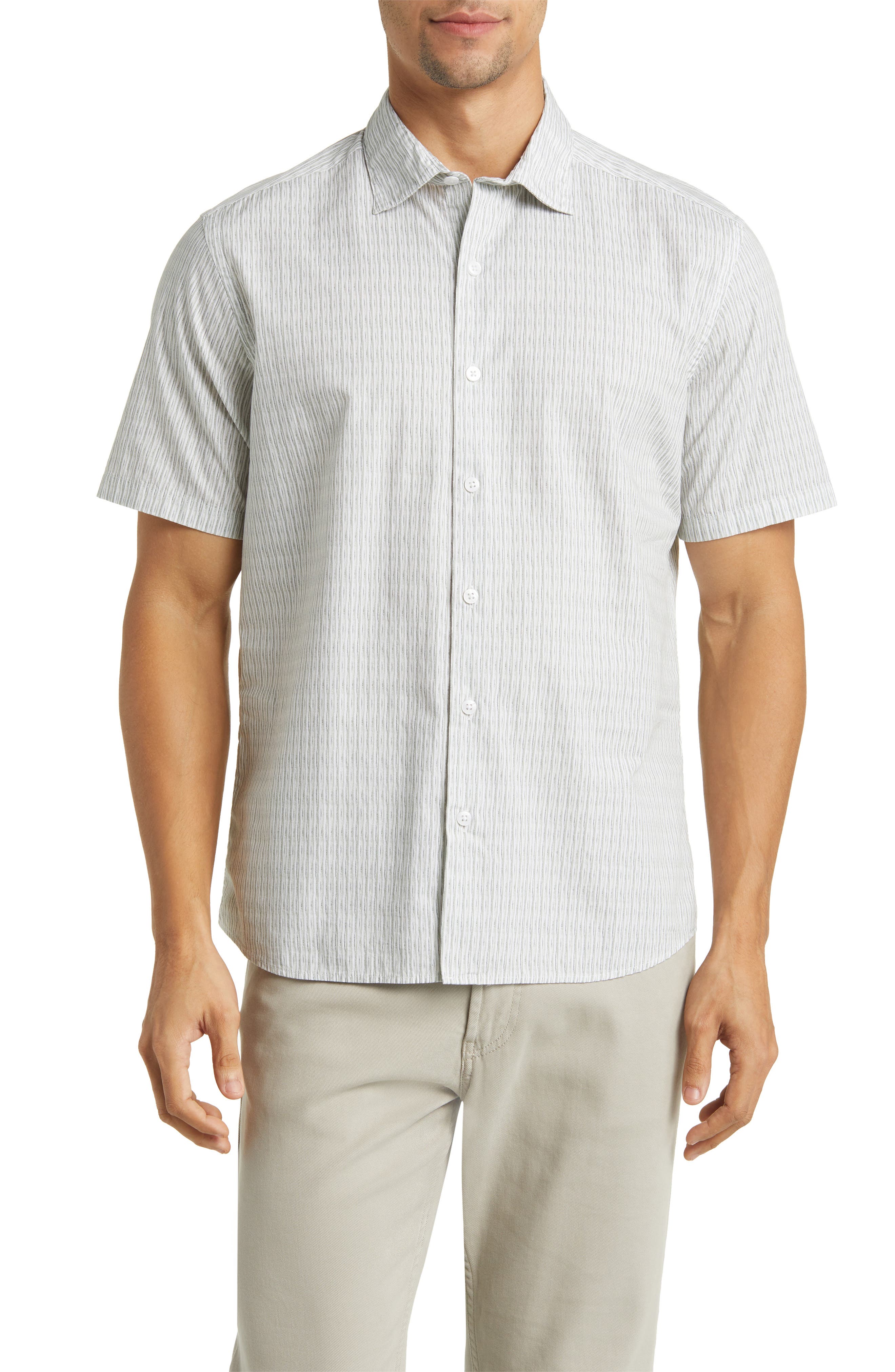 Robert Barakett Bass Stripe Short Sleeve Button-Up Shirt