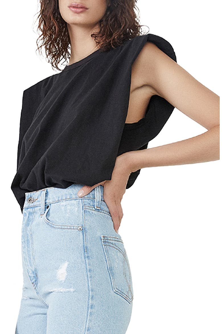 Shoulder Pad Muscle Tee, Alternate, color, BLACK