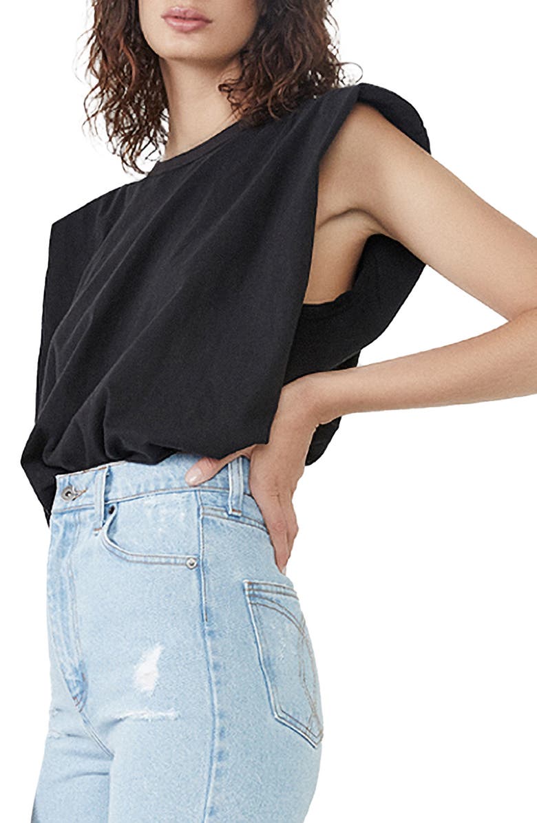 Bardot Shoulder Pad Muscle Tee, Alternate, color,