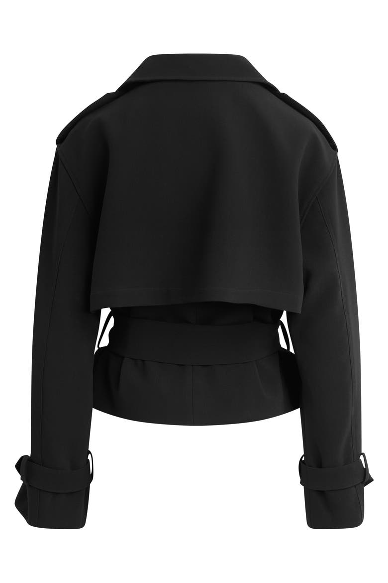 The Charles Crop Trench Coat, Alternate, color, BLACK