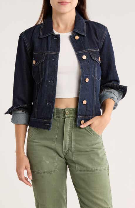 BLANKNYC Metallic Weave Denim Trucker Jacket