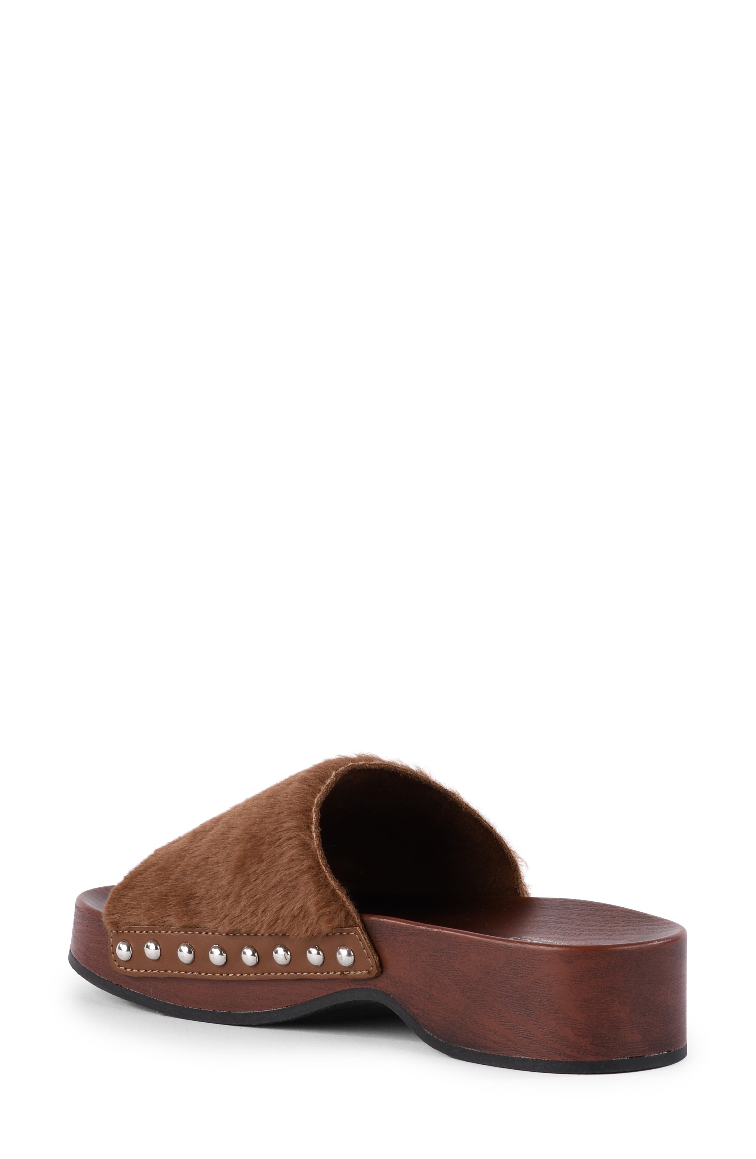 Windswell Faux Fur Slide Sandal, Alternate, color, CHOCOLATE