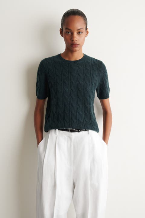 Cable-knit Cashmere T-shirt