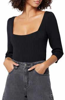 Joie Isa Square Neck Rib Stitch Top