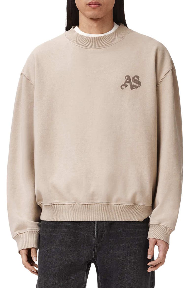 Icon Oversize Cotton Crewneck Sweatshirt, Main, color, SANDSTONE BROWN