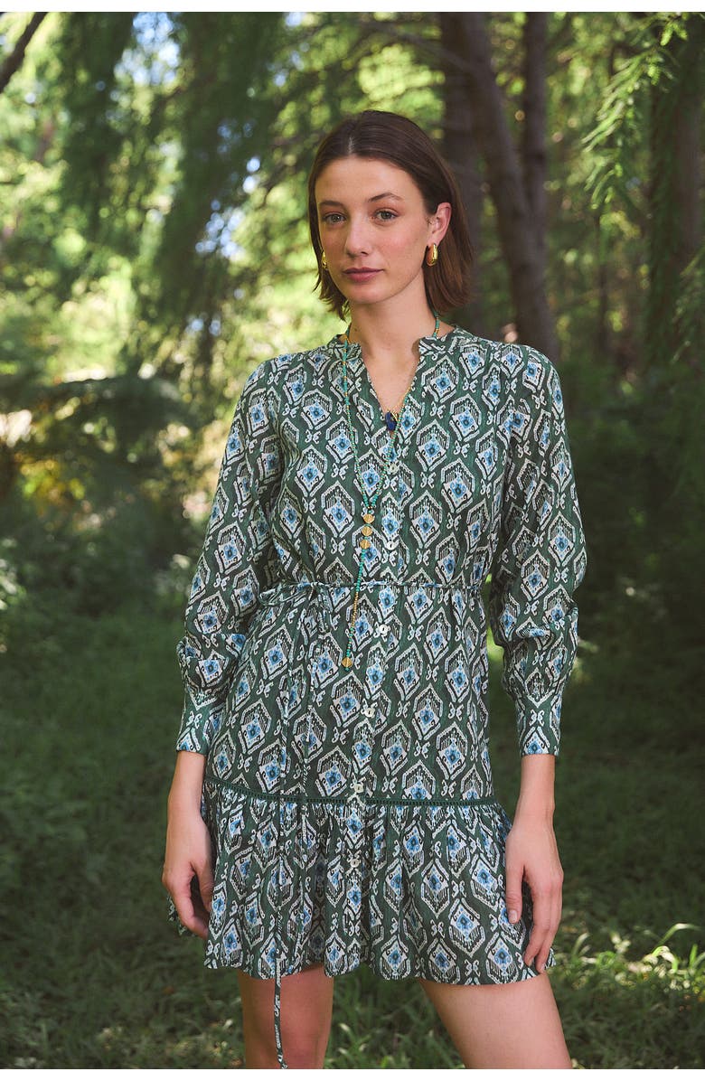 Ro's Garden Ines Short Dress, Alternate, color, Green Indra