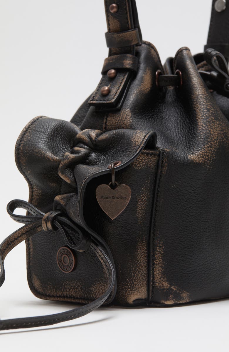 Acne Studios Mini Multipocket Vintaged Leather Bucket Bag, Alternate, color,