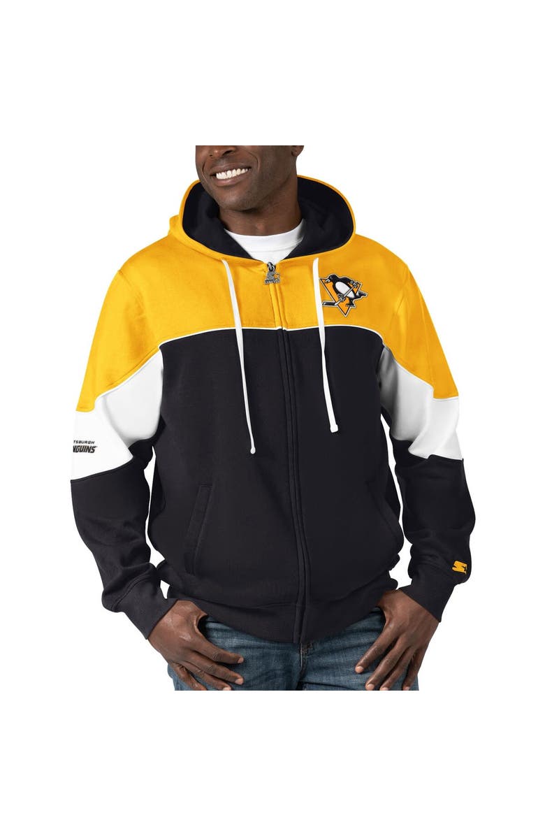 STARTER Men's Starter Black/Gold Pittsburgh Penguins Power Forward Full-Zip Hoodie, Main, color, Black