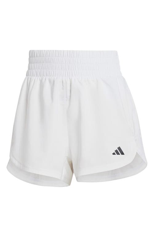 Shop Adidas Originals Adidas Pacer High Waist Recycled Polyester Shorts In White/white