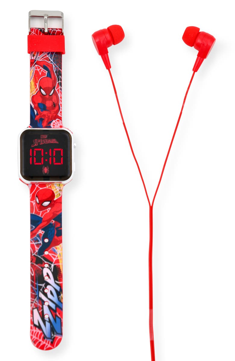 Accutime Kids' Spider-Man Square Watch & Earbuds Set, Main, color, 