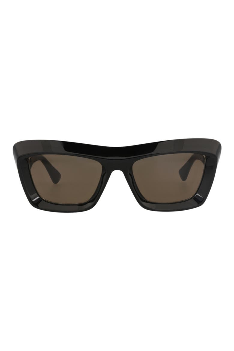 53mm Polarized Rectangular Sunglasses, Main, color, BLACK BLACK BROWN