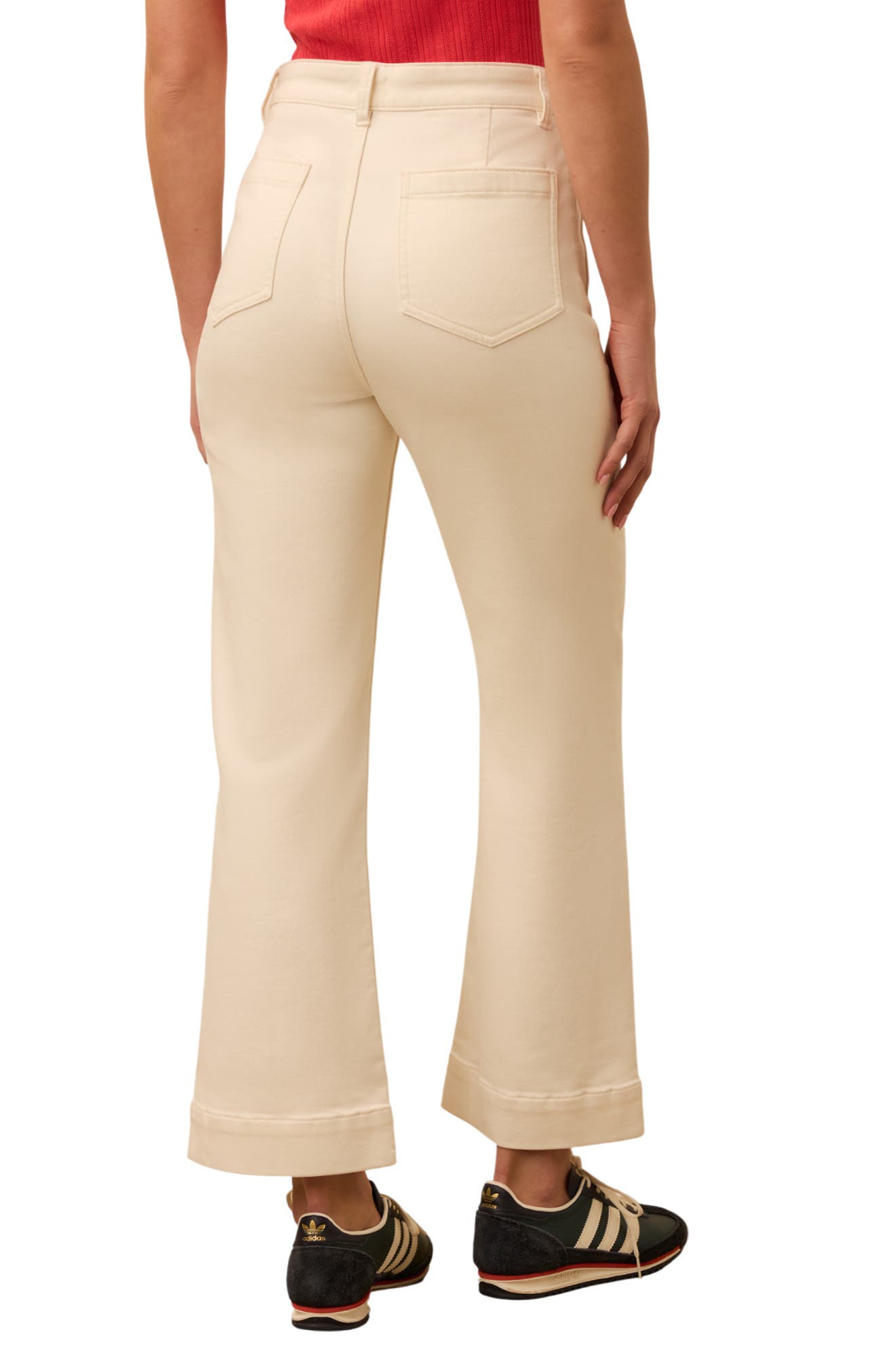 Patch Pocket High Waist Wide Leg Stretch Terry Pants - image 4