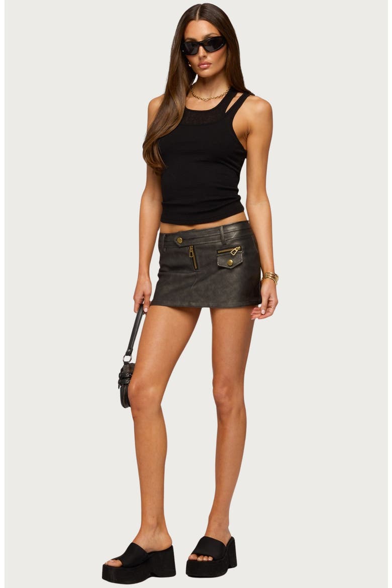Gala Faux Leather Miniskirt, Alternate, color, BLACK-WASHED