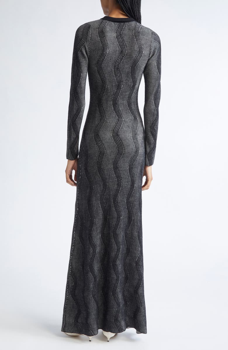 ZANKOV Mirabelle Long Sleeve Rib Merino Wool Maxi Sweater Dress, Alternate, color, Black/ Ivory