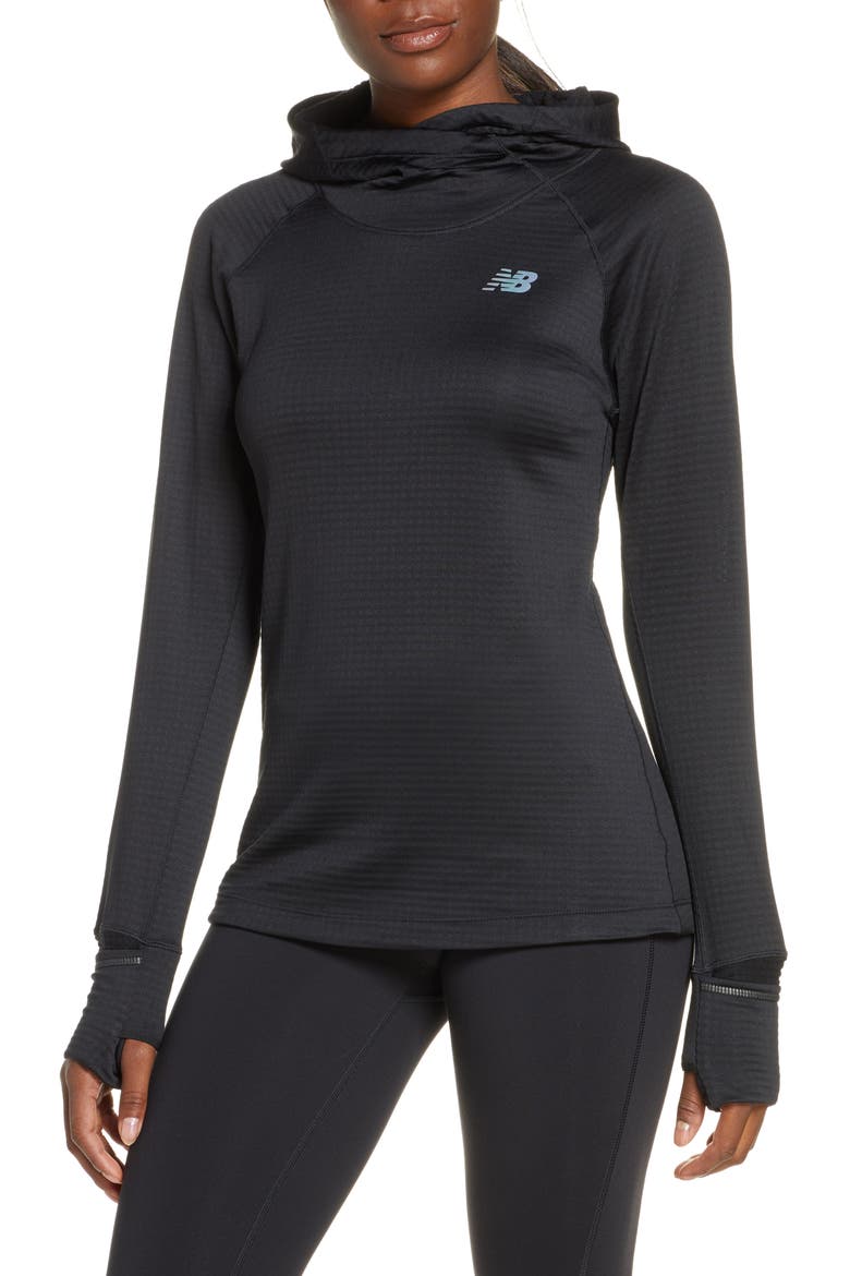 Impact Run Grid Hoodie, Main, color, BLACK