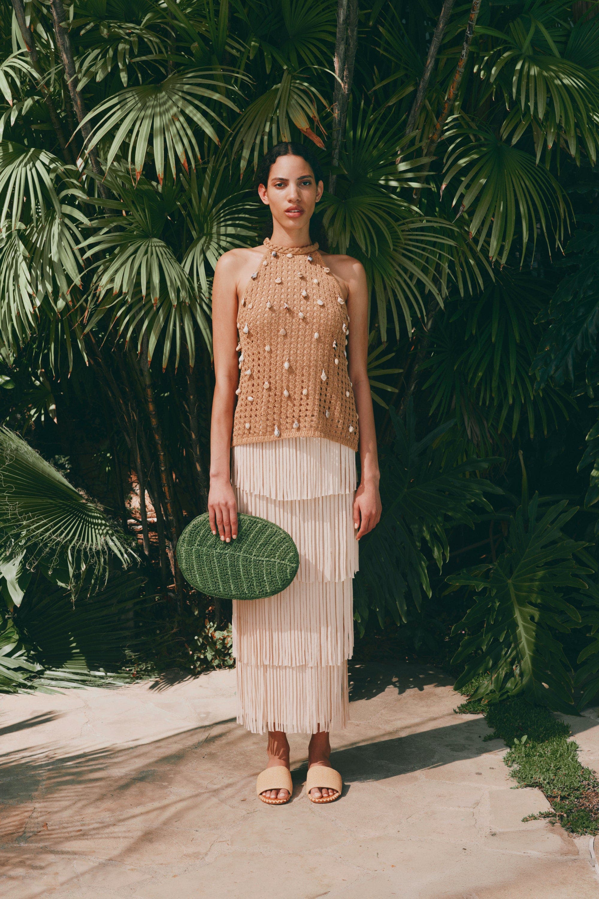 SIMONMILLER Leaf Clutch in Grass Green, Alternate, color, Grass Green