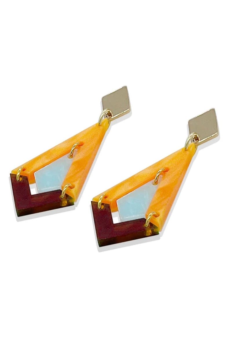 Toolally Art Deco Diamond Drops - Orange Pearl, Island Blue & Tortoiseshell, Alternate, color, Orange Pearl