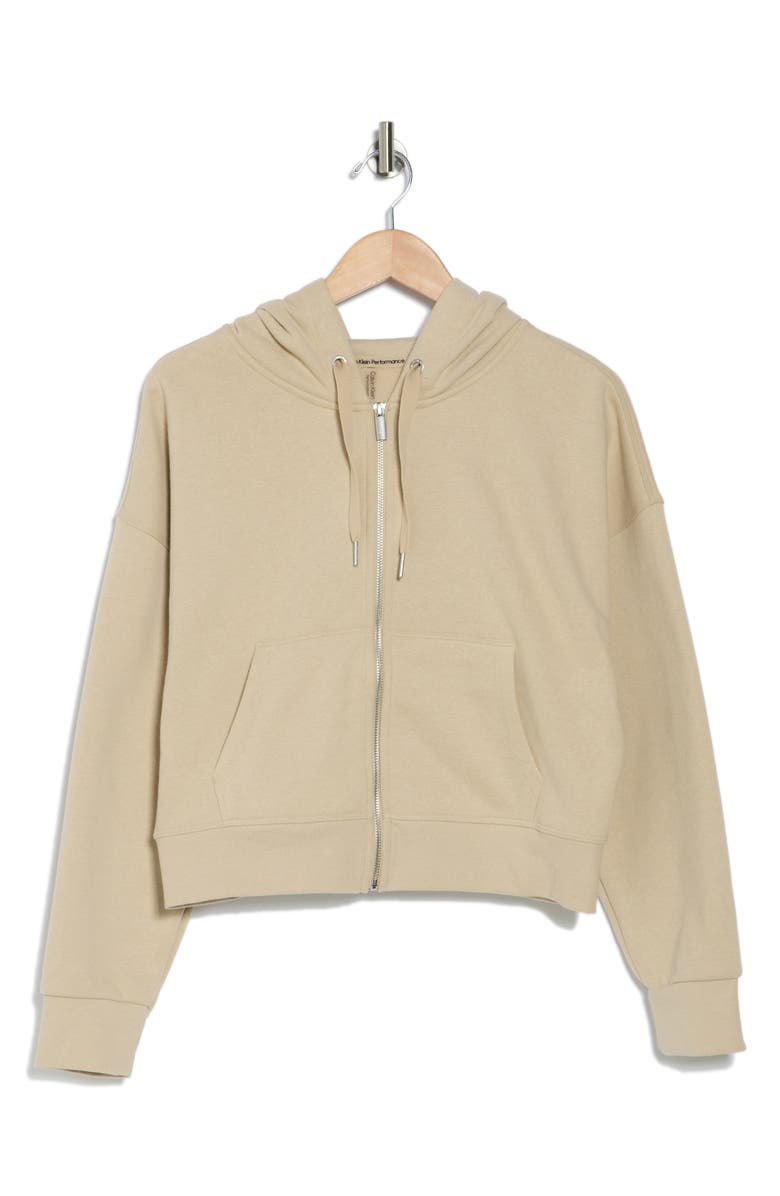CALVIN KLEIN PERFORMANCE Zip Fleece Hoodie, Alternate, color, White Pepper