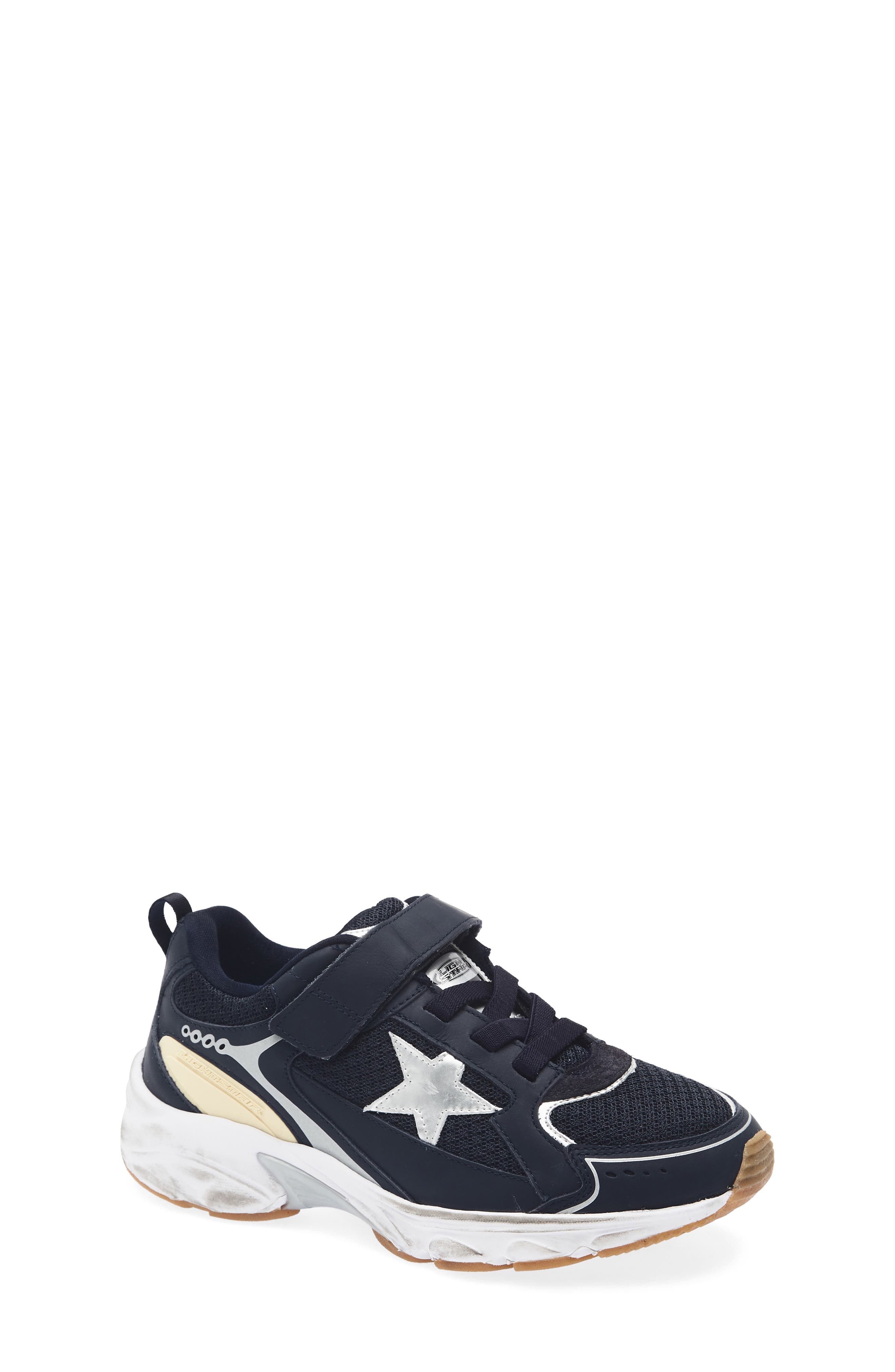 Golden Goose Kids' Lightstar Sneaker, Main, color, Navy/ Silver/ Gray/ Yellow
