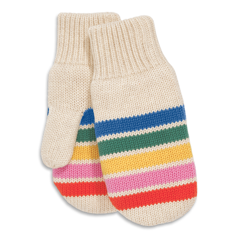Kids Fleece Lined Mittens In Rainbow Stripe