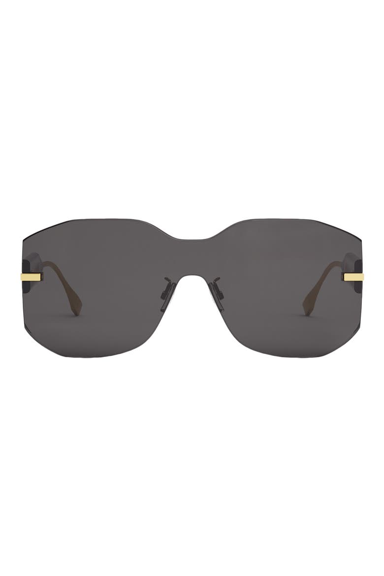 'Fendigraphy Geometric Sunglasses, Main, color, SHINY ENDURA GOLD / SMOKE