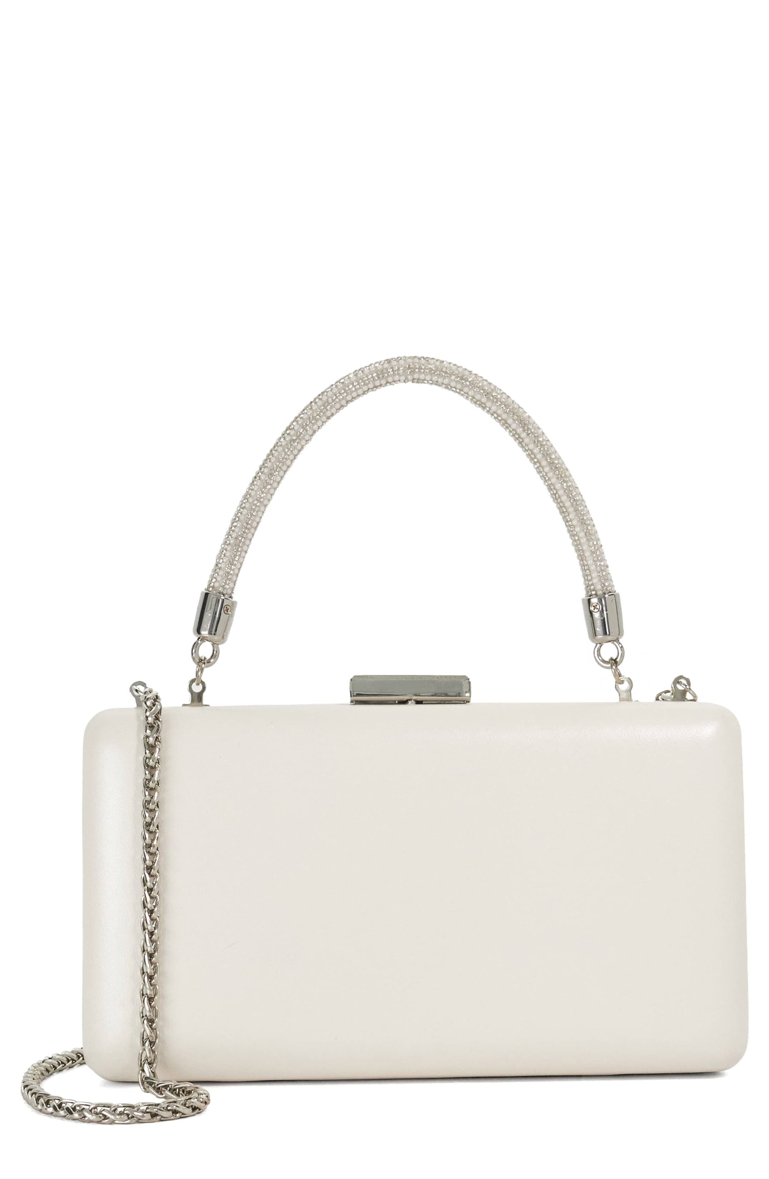 Dune London Brunch Leather Frame Clutch, Main, color, Ivory