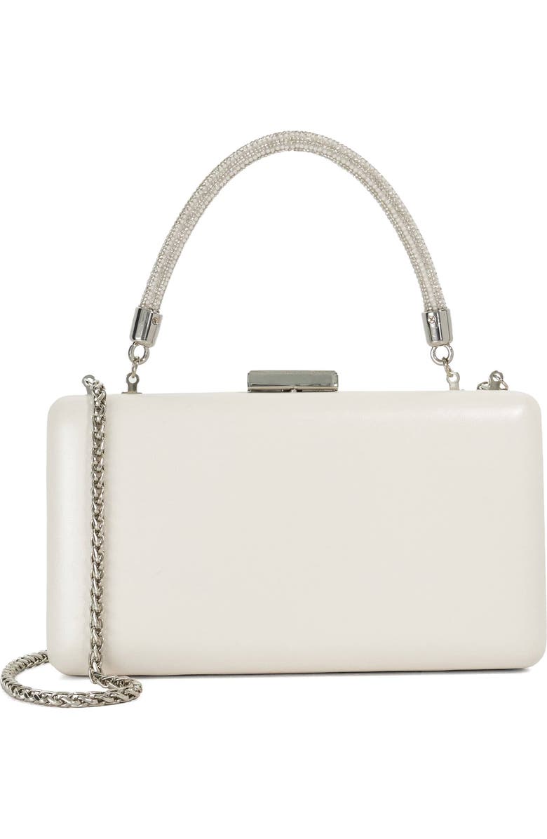 Dune London Brunch Leather Frame Clutch, Main, color, Ivory