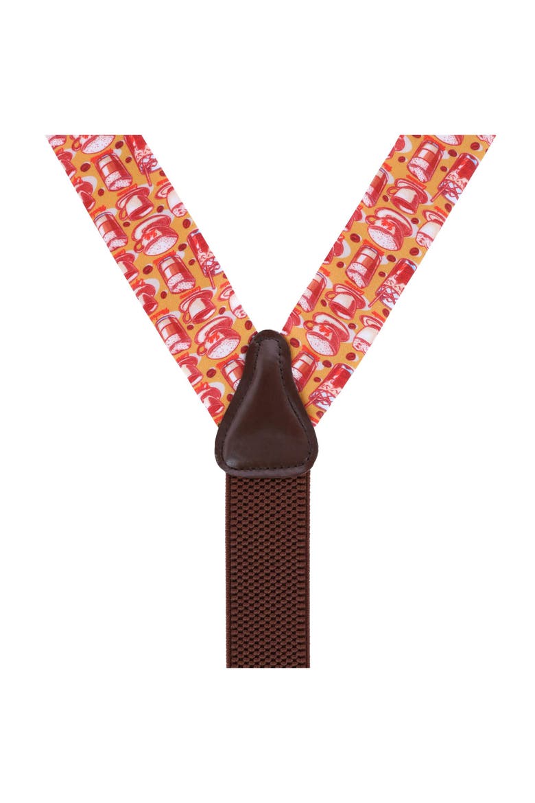 Highly Caffeinated Silk Button End Suspenders, Alternate, color, Tan