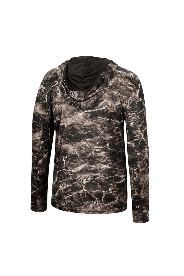 Men's Colosseum Black Iowa State Cyclones Mossy Oak SPF 50 Performance Long Sleeve Hoodie T-Shirt, Alternate, color, Black