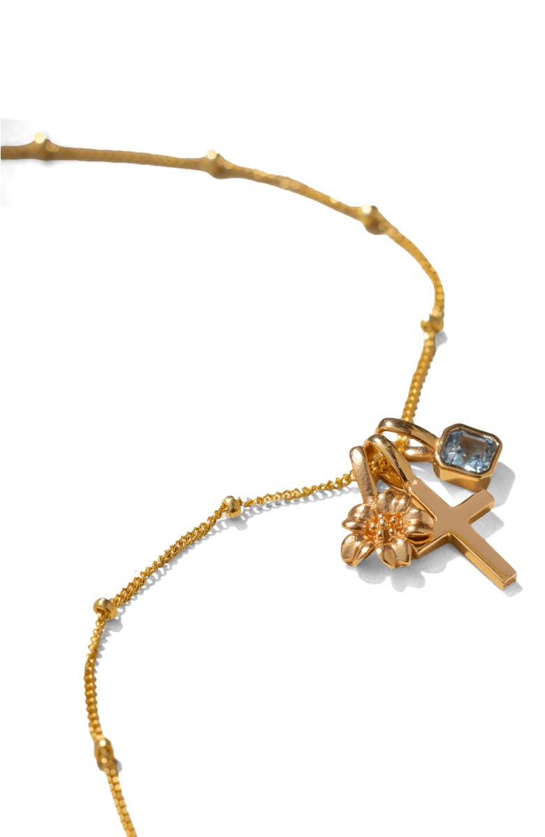 MADE BY MARY March Birth Flower Charm, Alternate, color, Gold Vermeil