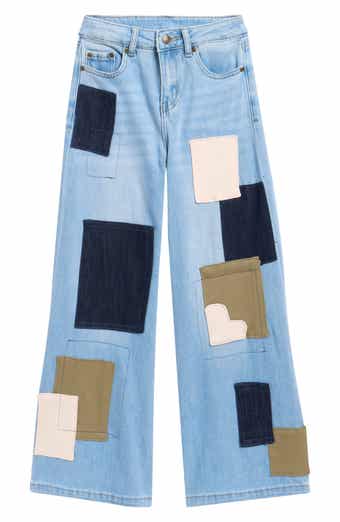 Kids' Color Patch Wide Leg Jeans