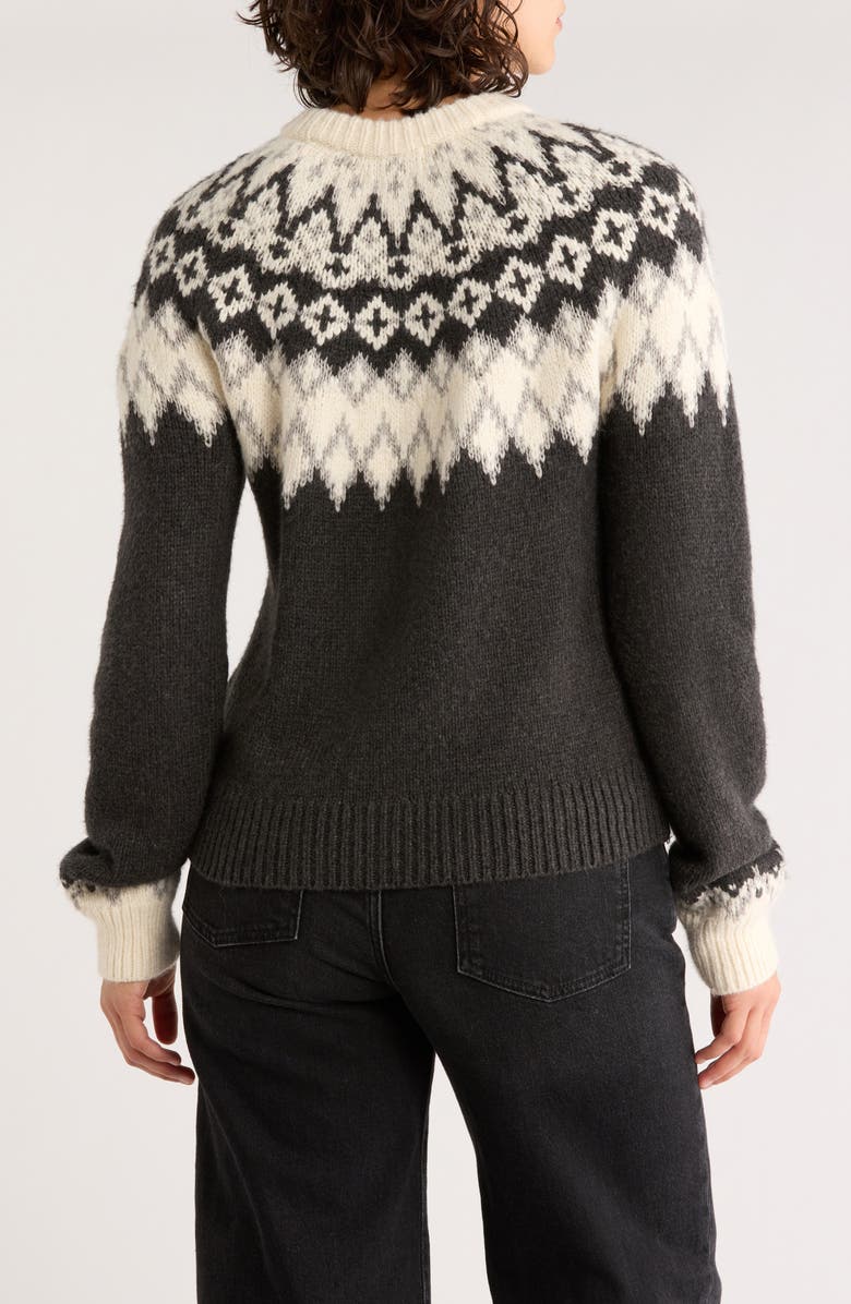 Marine Layer Fiorella Fair Isle Sweater, Alternate, color, Charcoal