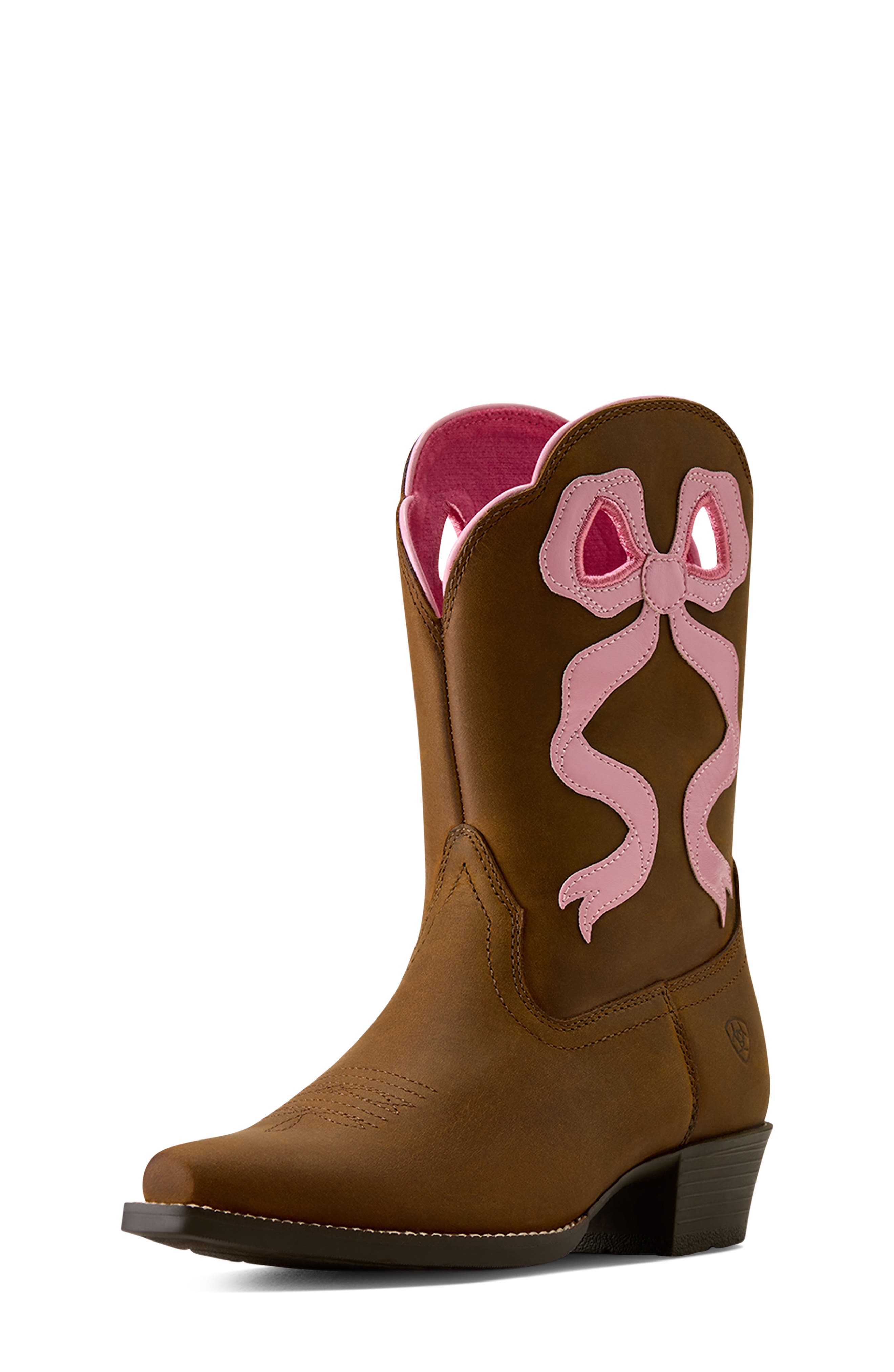 Kids' Lil Beaux Leather Western Boot, Alternate, color, DISTRESSED BROWN