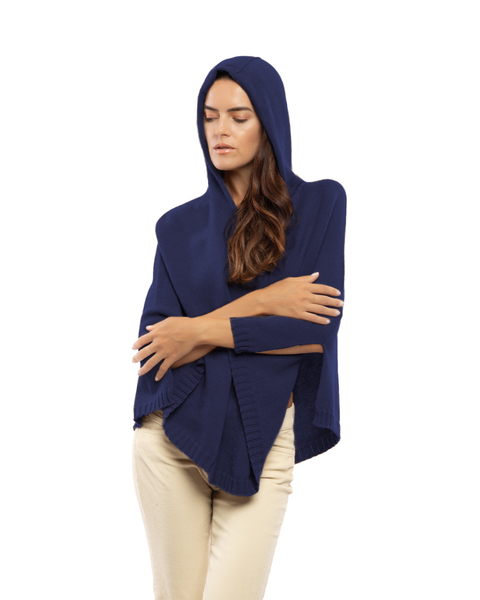Pure Cashmere Hooded Poncho
