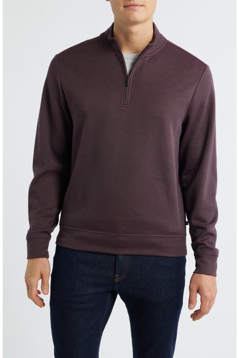 Yorgos Quarter Zip Piqué Pullover, Main, color, RED