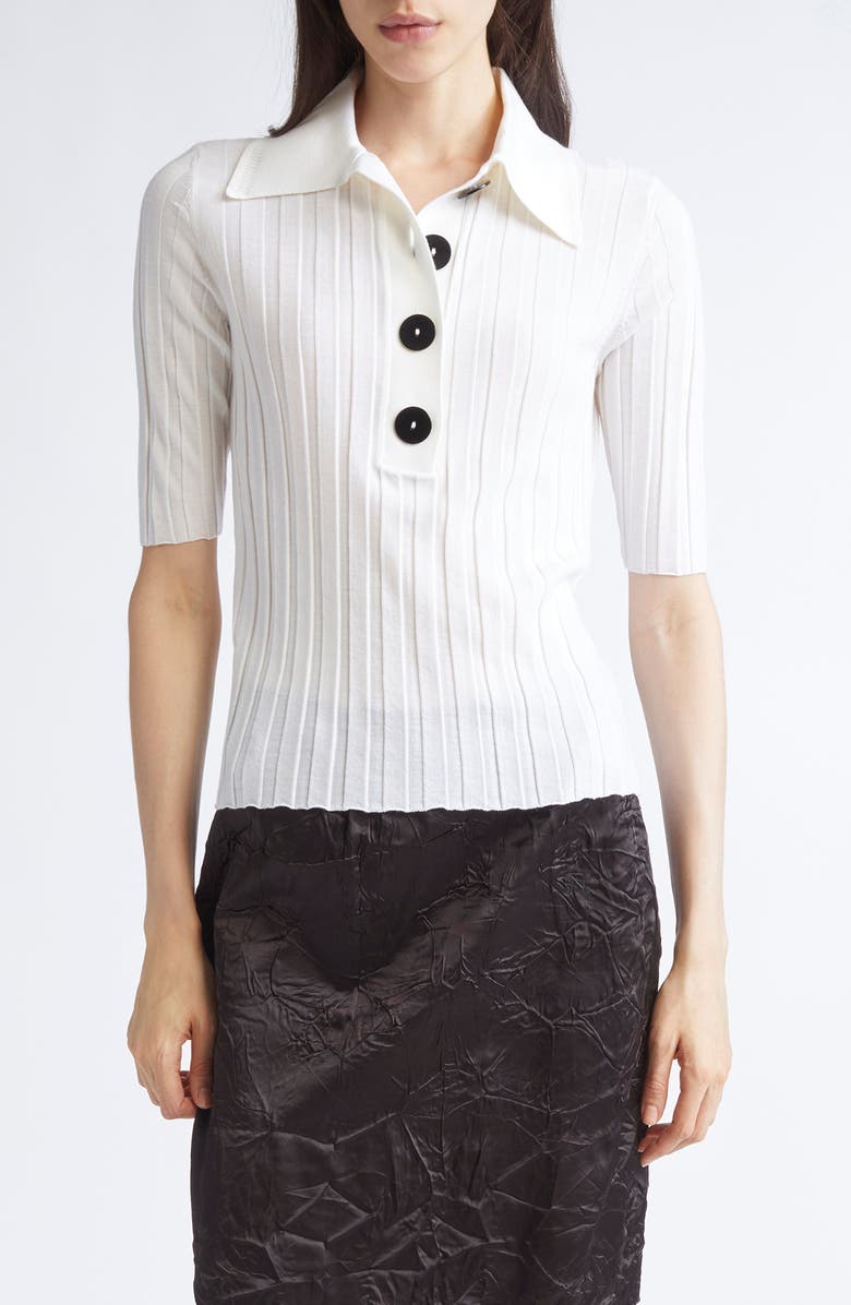 NACKIYÈ Sugarman Rib Wool Polo Sweater, Main, color, Kaimak