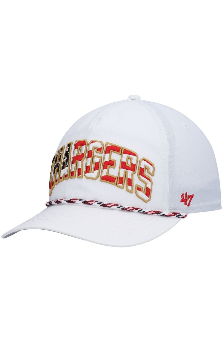 '47 Men's '47 White Los Angeles Chargers Hitch Stars and Stripes Trucker Adjustable Hat, Main, color, 