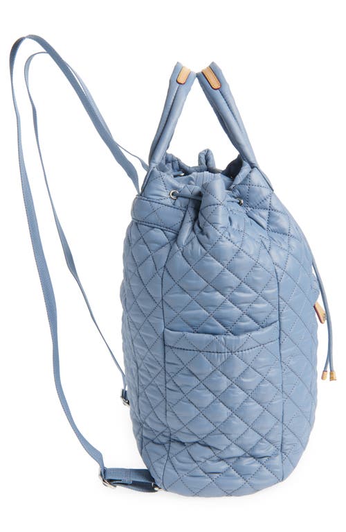 Mz Wallace Metro Quilted Nylon Convertible Backpack In Stone Blue Metro