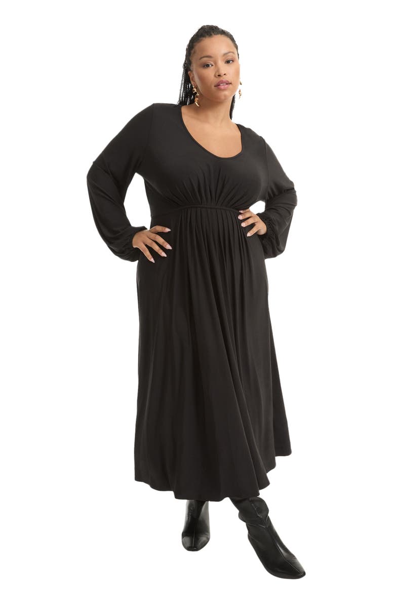 June + Vie Empire Waist Dress, Main, color, Black