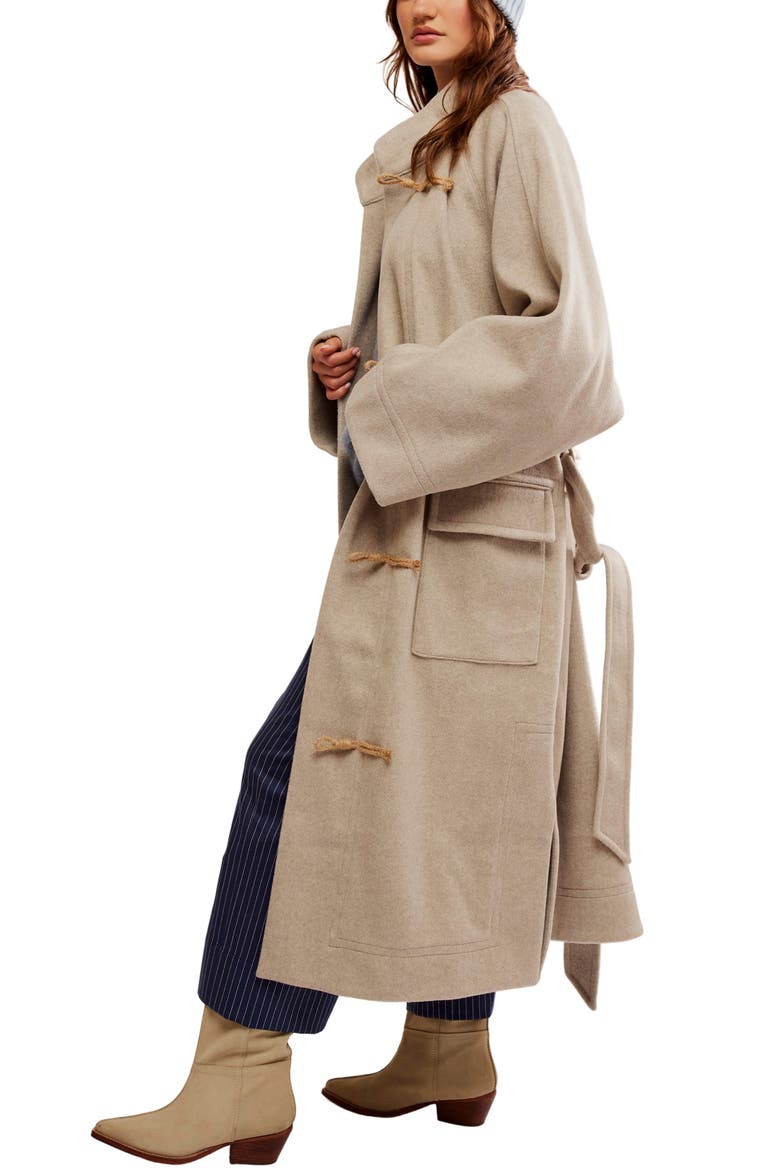Alma Long Duffle Coat, Alternate, color, HEATHERED COFFEE